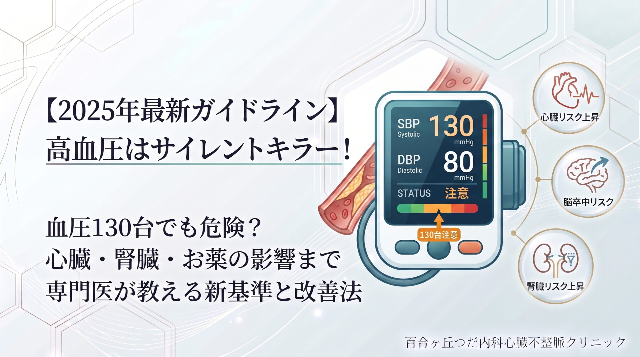 【2025年最新ガイドライン】高血圧はサイレントキラー!血圧130台でも危険?専門医が教える新基準と改善法