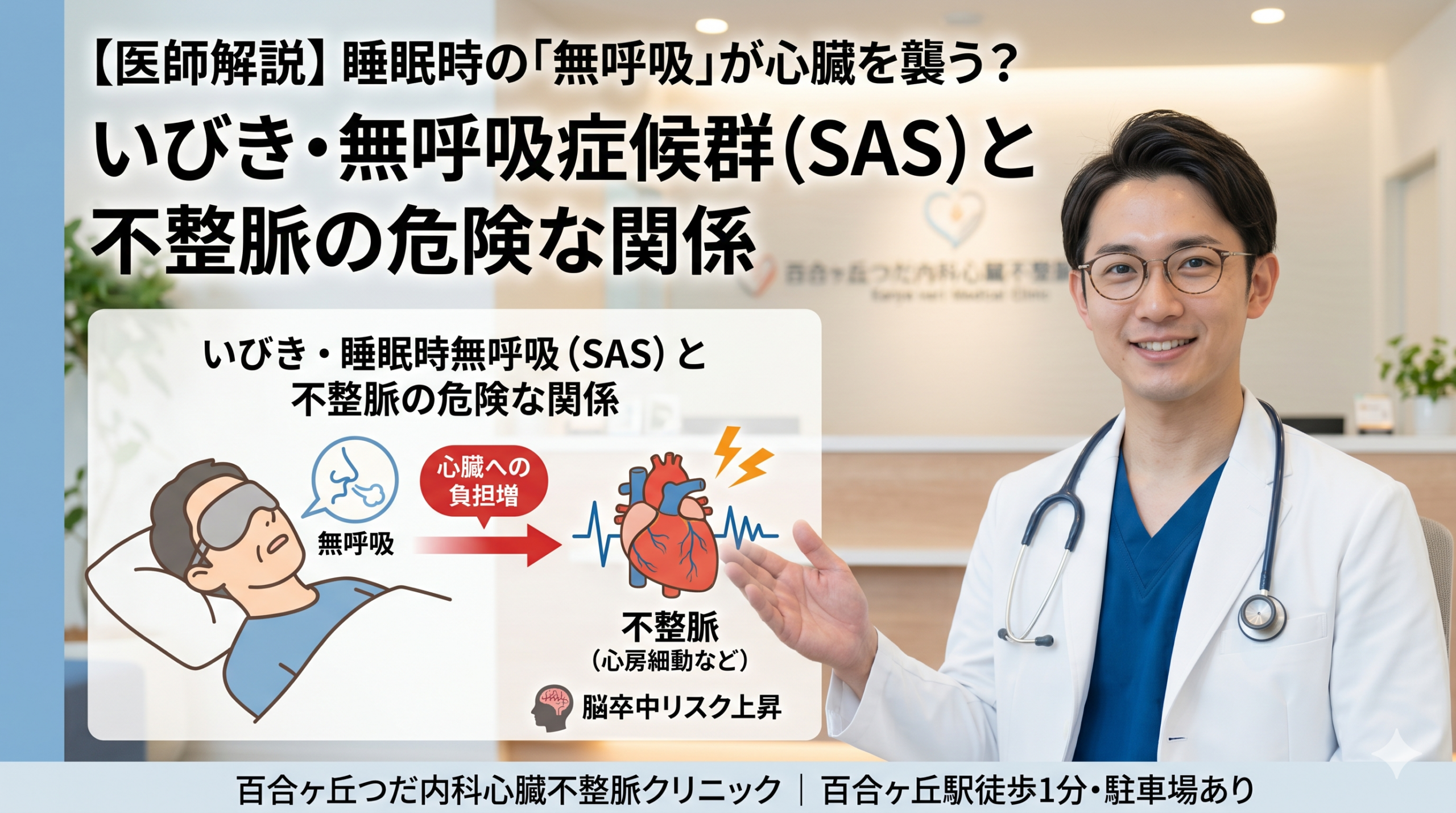 【医師解説】いびき・睡眠時無呼吸症候群（SAS）と「不整脈」の危険な関係とは？専門医による検査・治療の重要性